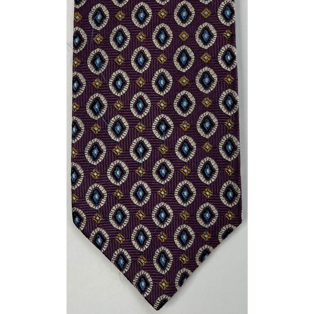 Jos. A. Bank Purple Blue Medallion Geometric Silk Tie Mens Classic Woven